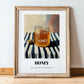 Honey – on Striped Tablecloth, Sweetener Illustration, in wooden frame leaning on the floor
