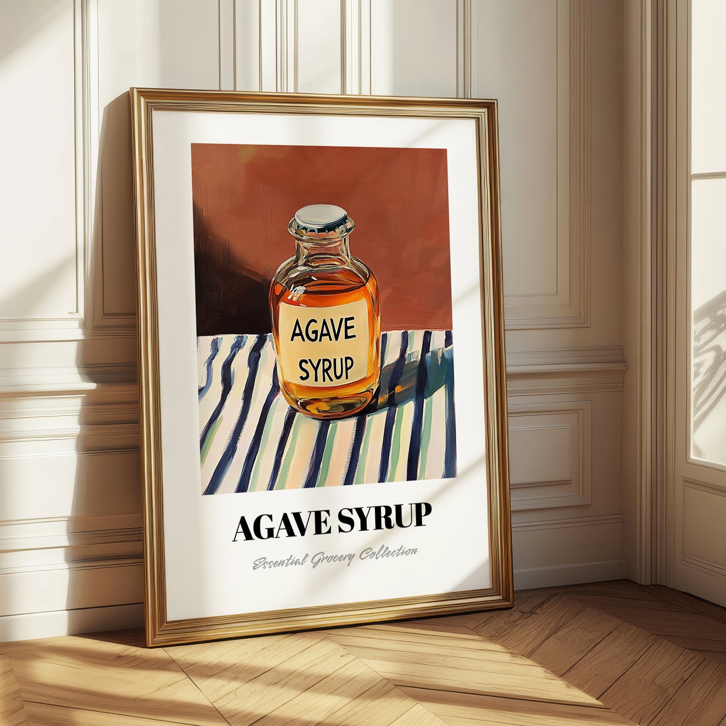 Agave Syrup – on Striped Tablecloth, Sweetener Painting