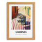 Sardines – Italian Outdoor Café Scene, Canned Food Illustration, set in oak frame