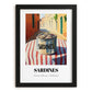 Sardines – Italian Outdoor Café Scene, Canned Food Illustration, in sleek black frame