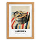 Sardines – on Striped Tablecloth, Canned Food Painting, set in oak frame