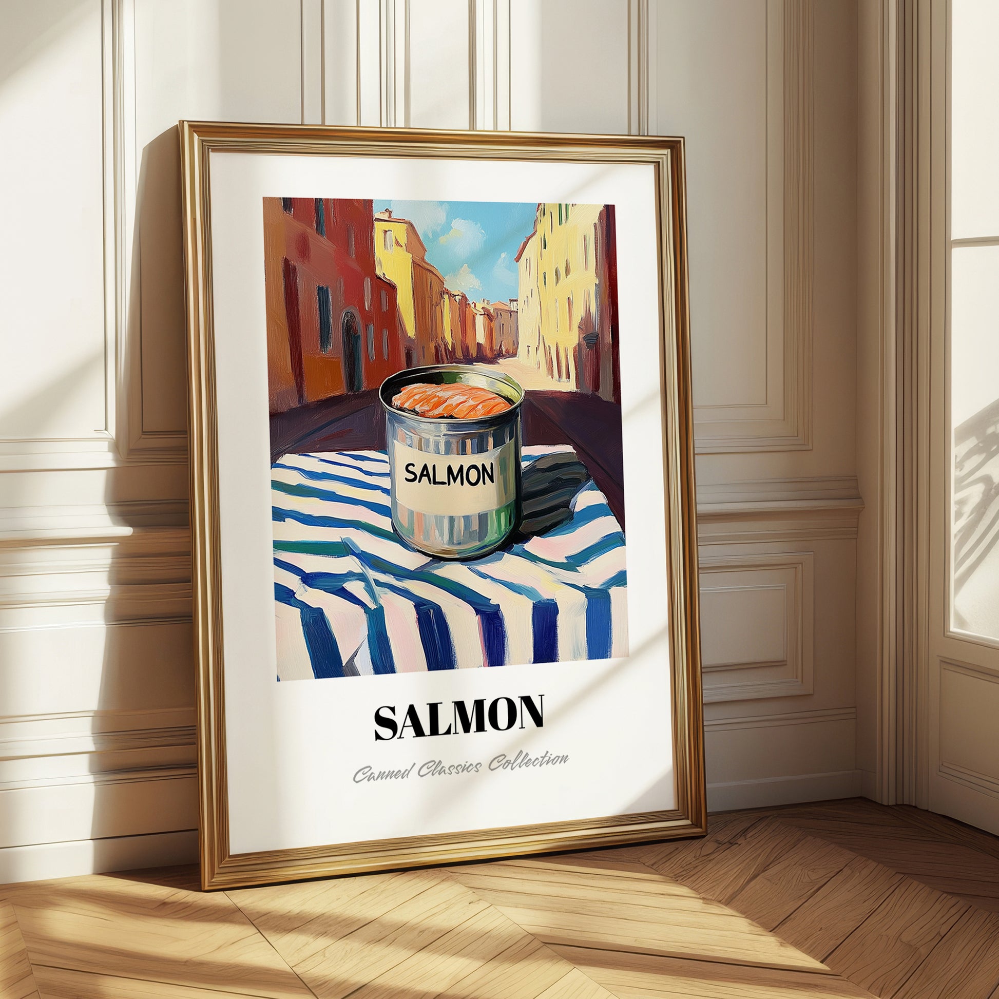 Salmon – Italian Street Café Scene, Canned Food Art