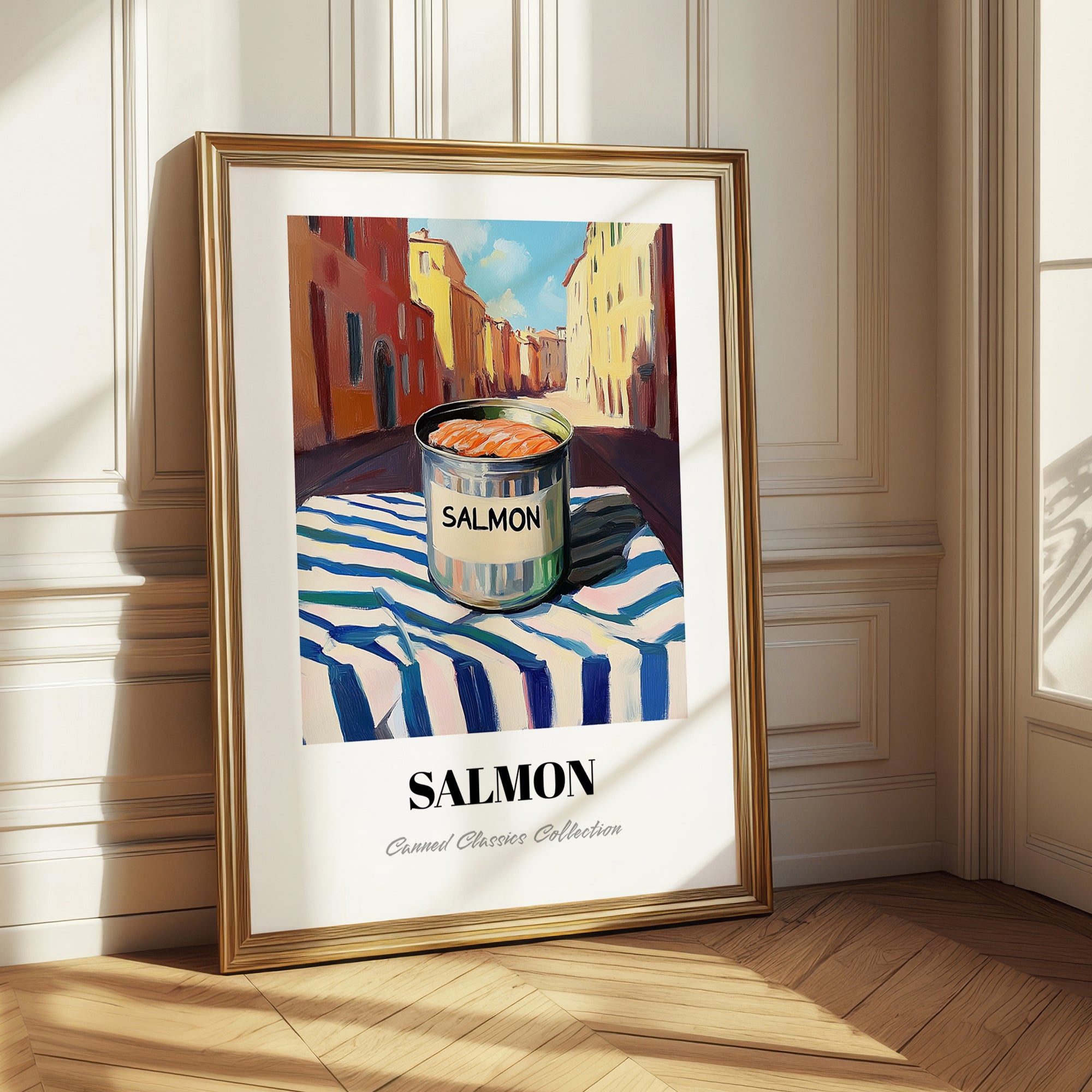 Salmon – Italian Street Café Scene, Canned Food Art