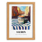 Salmon – Italian Street Café Scene, Canned Food Art, set in oak frame