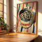 Anchovies – on Striped Tablecloth, Canned Food Illustration, clean layout with no caption