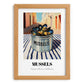 Mussels – Italian Outdoor Café Scene, Canned Food Wall Painting, set in oak frame