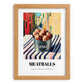 Meatballs – Italian Outdoor Café Scene, Canned Food Illustration, set in oak frame