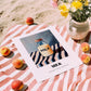 Milk – on Striped Tablecloth, Dairy Painting, unframed on coastal sand