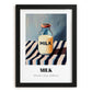 Milk – on Striped Tablecloth, Dairy Painting, in sleek black frame