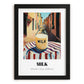 Milk – Italian Café on the Corner, Dairy Painting, in sleek black frame