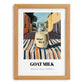 Goat Milk – Italian Outdoor Café Scene, Dairy Painting, set in oak frame