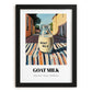 Goat Milk – Italian Outdoor Café Scene, Dairy Painting, in sleek black frame