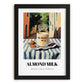 Almond Milk – Italian Outdoor Café Scene, Dairy Wall Decor, in sleek black frame