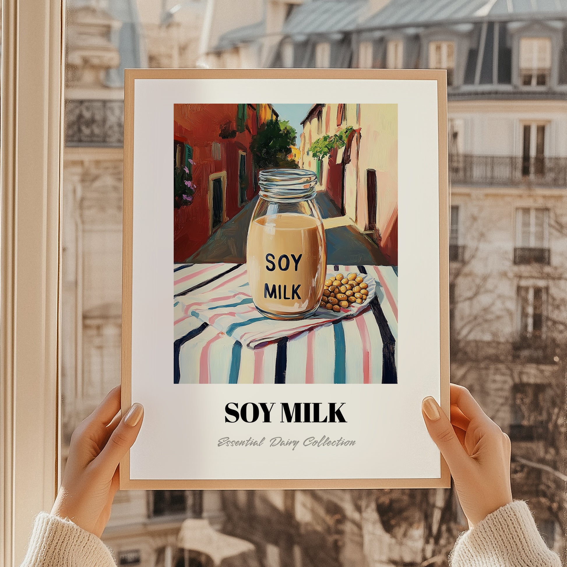 Soy Milk – Italian Café on the Corner, Dairy Print, styled in a charming Paris street view