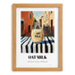 Oat Milk – Italian Street Café Scene, Dairy Poster, set in oak frame