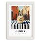 Oat Milk – Italian Street Café Scene, Dairy Poster, placed in minimal white frame