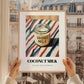 Coconut Milk – on Striped Tablecloth, Dairy Poster, styled in a charming Paris street view