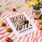 Coconut Milk – on Striped Tablecloth, Dairy Poster, unframed on coastal sand