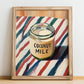 Coconut Milk – on Striped Tablecloth, Dairy Poster, no-text version framed in wood