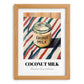 Coconut Milk – on Striped Tablecloth, Dairy Poster, set in oak frame