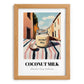 Coconut Milk – Italian Urban Café Scene, Dairy Still Life, set in oak frame