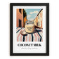 Coconut Milk – Italian Urban Café Scene, Dairy Still Life, in sleek black frame