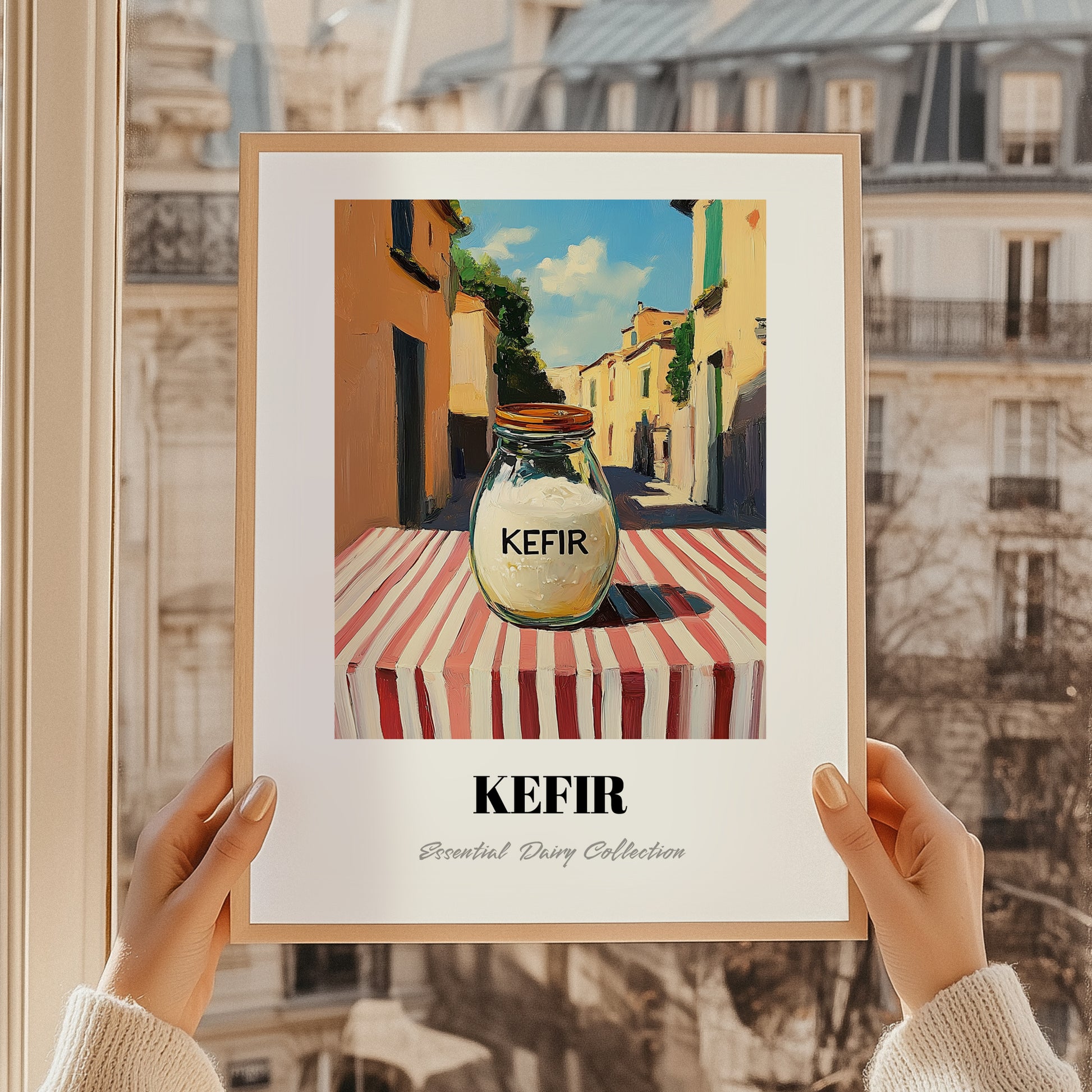 Kefir – Italian Urban Café Scene, Dairy Wall Decor, styled in a charming Paris street view