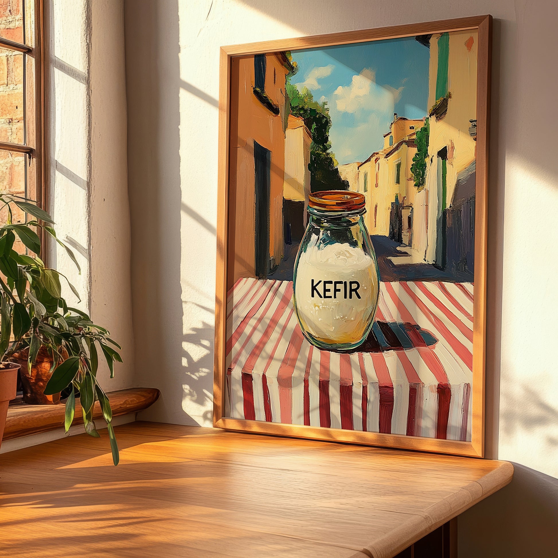 Kefir – Italian Urban Café Scene, Dairy Wall Decor, clean layout with no caption