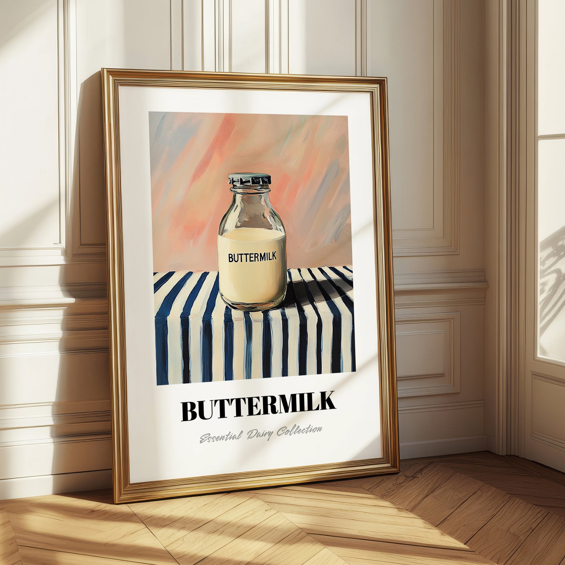 Buttermilk – on Striped Tablecloth, Dairy Wall Decor