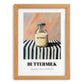 Buttermilk – on Striped Tablecloth, Dairy Wall Decor, set in oak frame