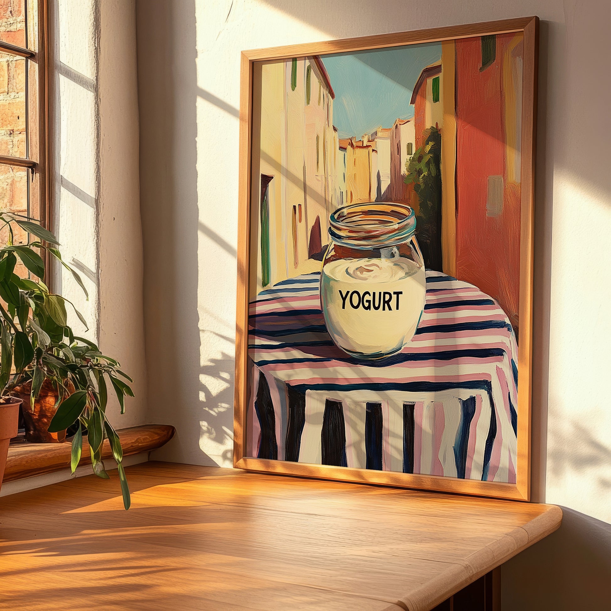 Yogurt – Italian Urban Café Scene, Dairy Still Life, clean layout with no caption