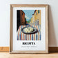 Ricotta – Italian Urban Café Scene, Cheese Illustration, in wooden frame leaning on the floor