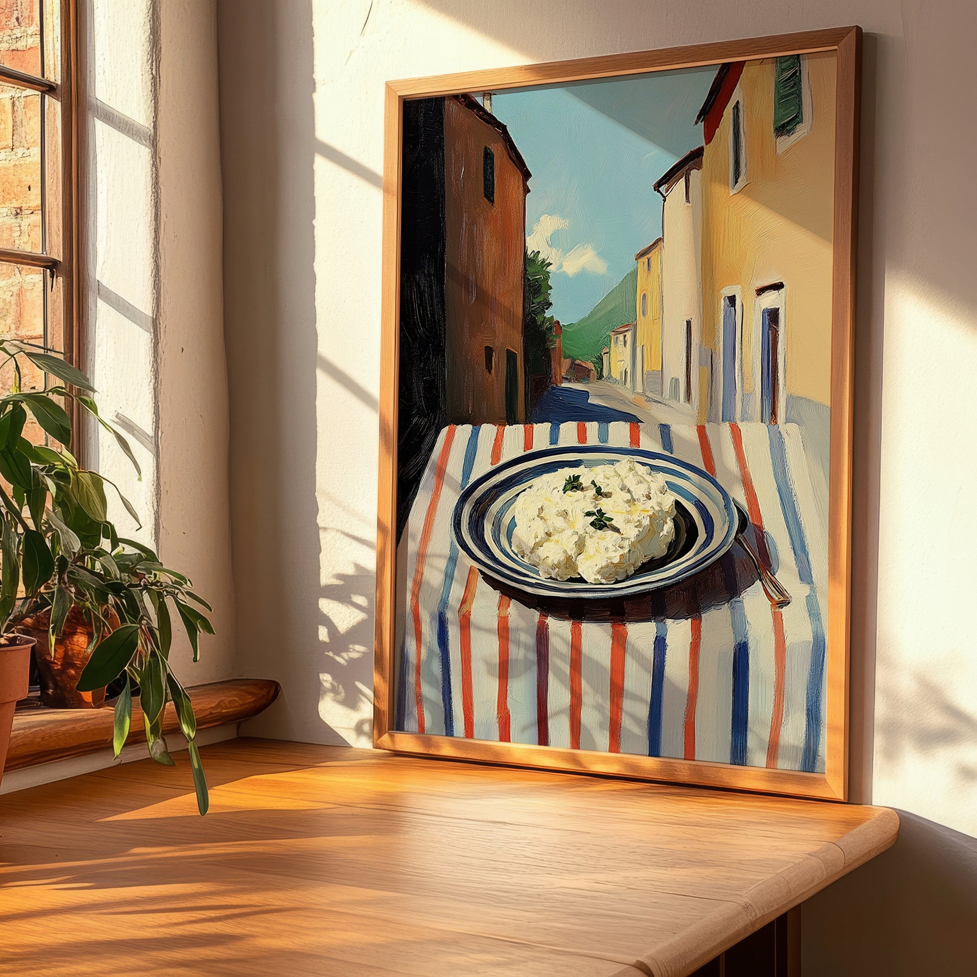 Ricotta – Italian Urban Café Scene, Cheese Illustration, clean layout with no caption