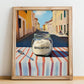 Mascarpone – Italian Outdoor Café Scene, Cheese Poster, no-text version framed in wood