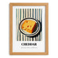 Cheddar – on Striped Tablecloth, Cheese Wall Painting, set in oak frame