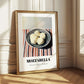 Mozzarella – on Striped Tablecloth, Cheese Wall Decor