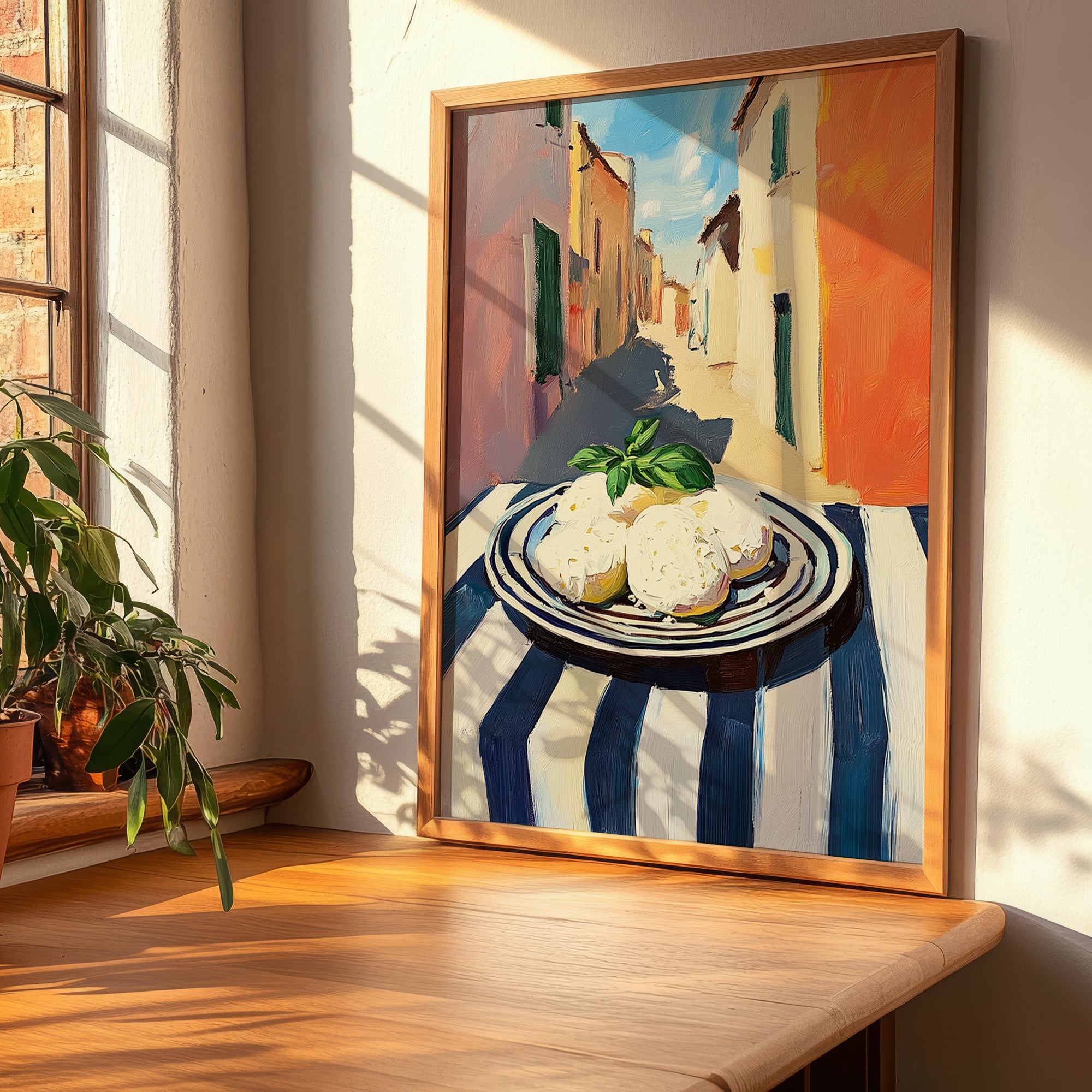 Mozzarella – Italian Urban Café Scene, Cheese Poster, clean layout with no caption