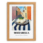 Mozzarella – Italian Urban Café Scene, Cheese Poster, set in oak frame