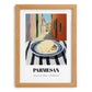 Parmesan – Italian Outdoor Café Scene, Cheese Illustration, set in oak frame