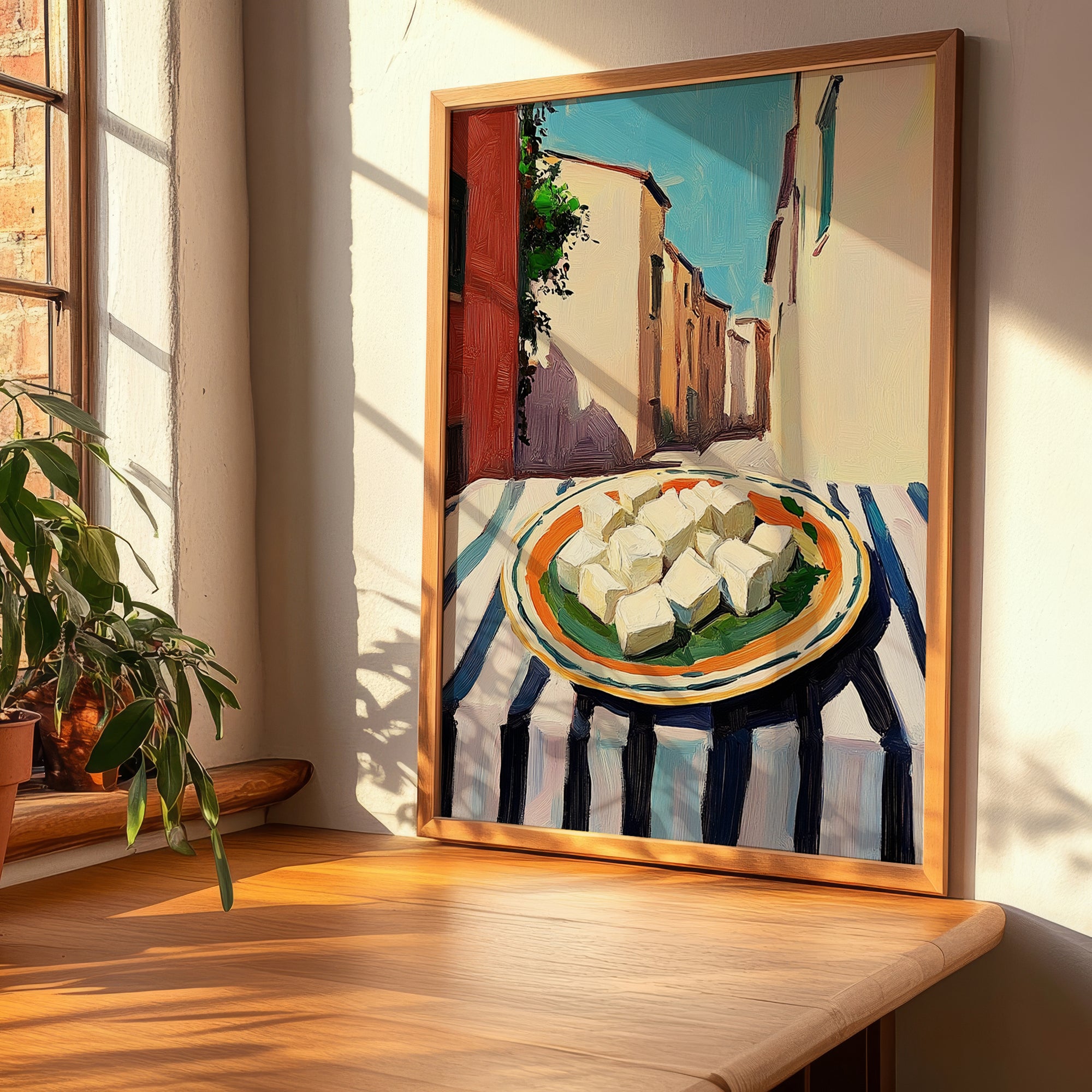 Feta – Italian Street Café Scene, Cheese Poster, clean layout with no caption