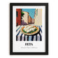 Feta – Italian Street Café Scene, Cheese Poster, in sleek black frame