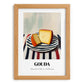 Gouda – on Striped Tablecloth, Cheese Painting, set in oak frame