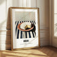 Brie – on Striped Tablecloth, Cheese Illustration