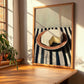 Brie – on Striped Tablecloth, Cheese Illustration, clean layout with no caption