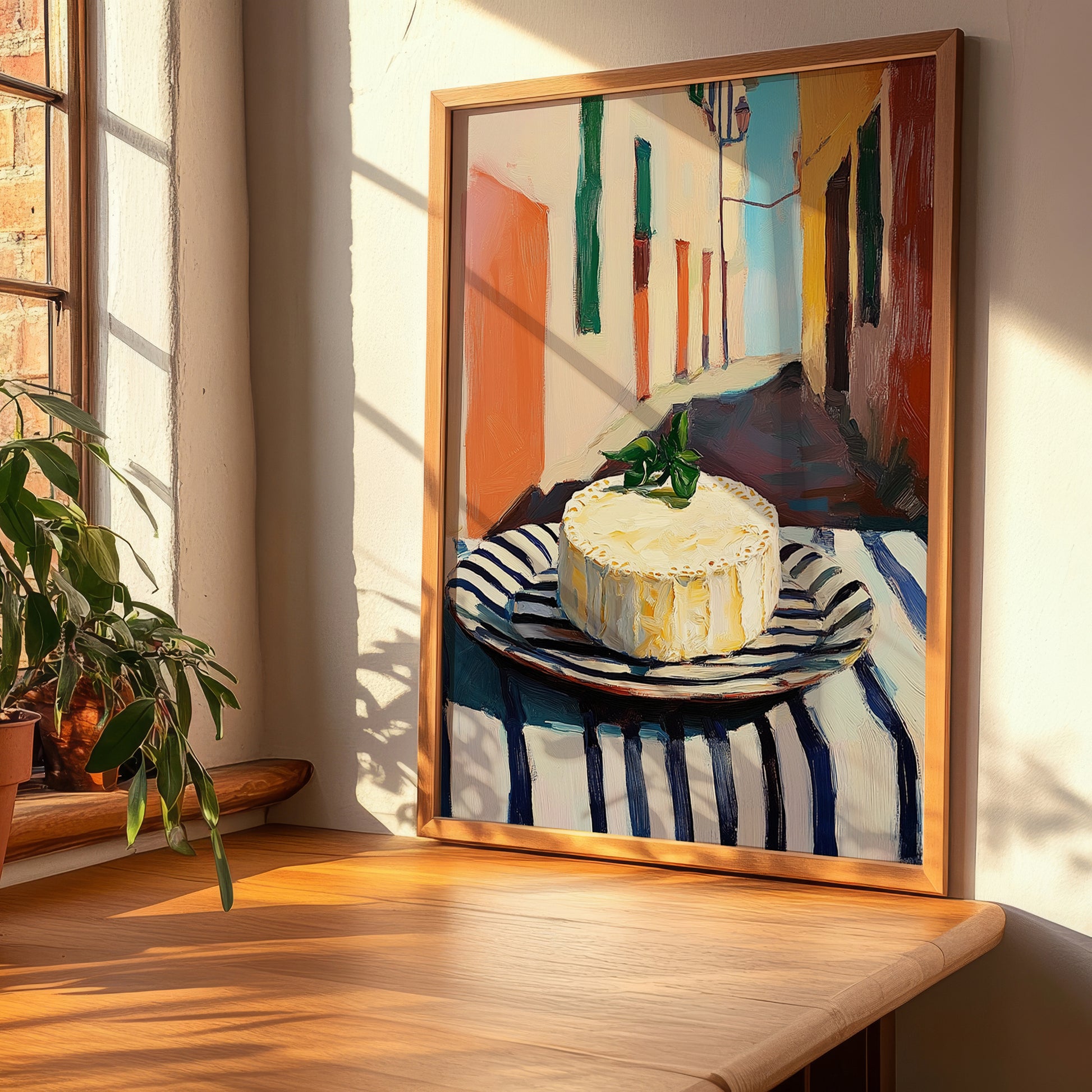 Brie – Italian Outdoor Café Scene, Cheese Poster, clean layout with no caption