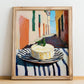 Brie – Italian Outdoor Café Scene, Cheese Poster, no-text version framed in wood