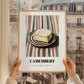 Camembert – on Striped Tablecloth, Cheese Painting, styled in a charming Paris street view