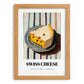 Swiss – on Striped Tablecloth, Cheese Wall Painting, set in oak frame