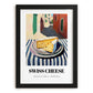 Swiss – Italian Café on the Corner, Cheese Poster, in sleek black frame