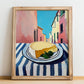 Monterey Jack – Italian Street Café Scene, Cheese Wall Decor, no-text version framed in wood